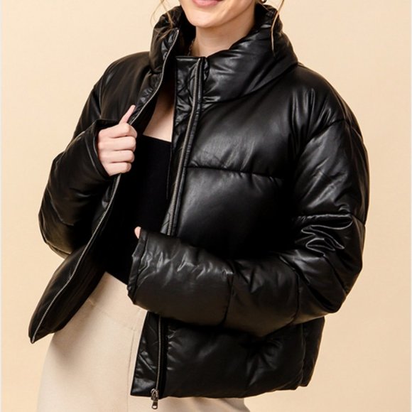 ON THE MOVE BLACK PUFFER JACKET - Picture 2 of 5